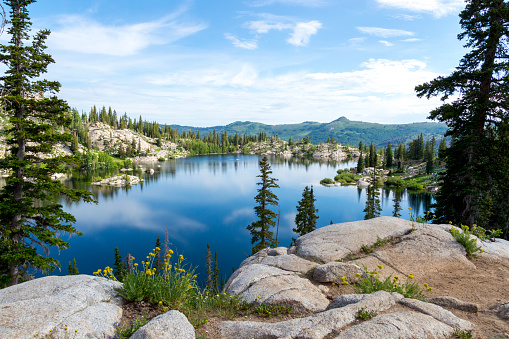 Scenic view of lake in Norwegian mountains