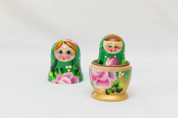 Two Russian dolls stock photo