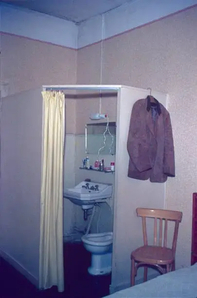 Paris, Il de France, France, 1962.Guesthouse room in Paris.