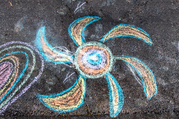 colorful chalk drawings on a sidewalk