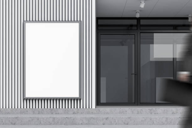 istock Mock up poster on white building wall 1164015023