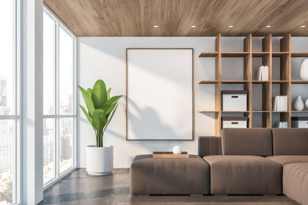 istock White living room interior with sofa and poster 1164015225