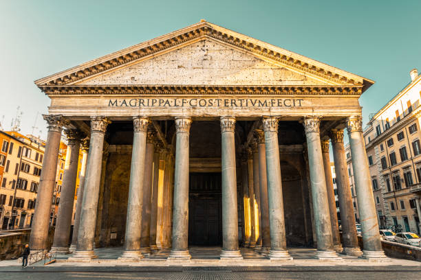 panteón, roma, italia, europa. - ancient rome rome fountain pantheon rome fotografías e imágenes de stock
