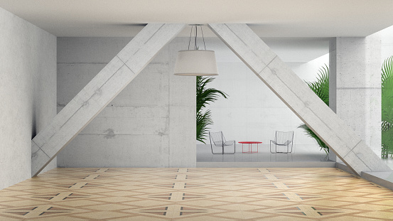 3D render of an empty modern home interior