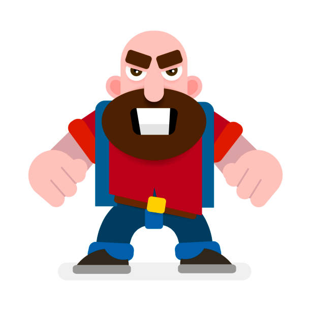Aggressive Man With Fists Ready To Fight Vector Illustration Aggressive Man With Fists Ready To Fight Vector Illustration On White Background background of the cool guy wearing sunglasses stock illustrations