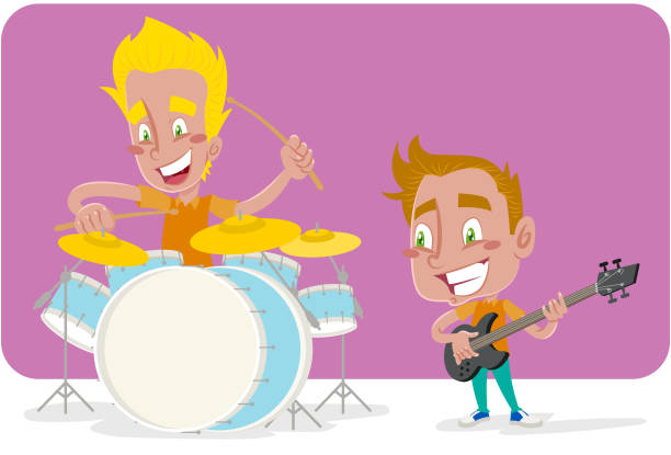 ilustraciones, imágenes clip art, dibujos animados e iconos de stock de top chicos banda musical - adulation little boys group of people teenage girls