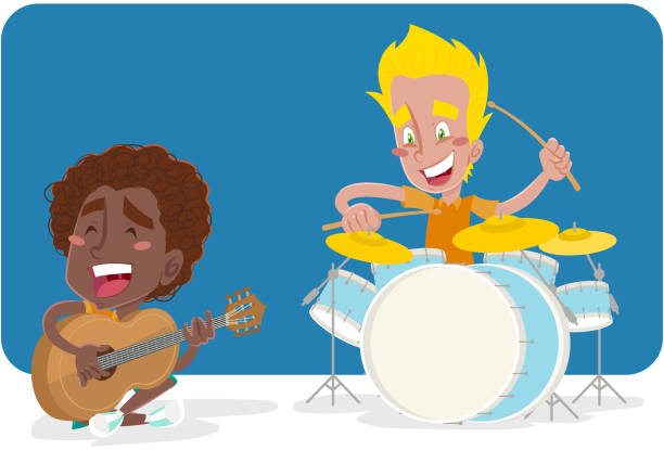 ilustraciones, imágenes clip art, dibujos animados e iconos de stock de top chicos banda musical - adulation little boys group of people teenage girls