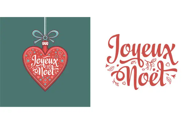 Vector illustration of Noel. Joyeux Noel. Noel Xmas - French text for greeting cards and banners. Christmas lettering. English translation: Merry Christmas. Joyeux Noël. Christmas banner. Xmas Background design chrismas