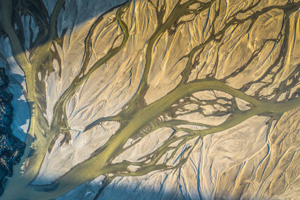 istock Aerial drone view of a huge riverbed 1164027190