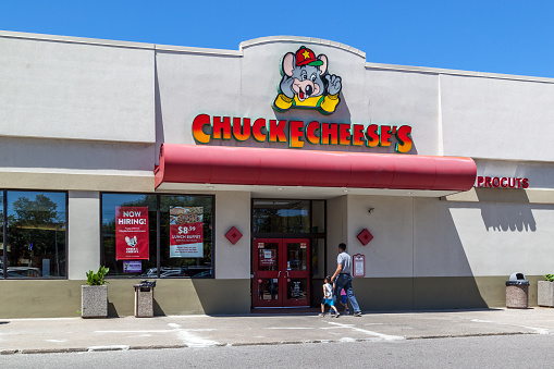 Toronto, Canada- June 14, 2018: Chuck E. Cheese’s in Toronto, Canada. 
Chuck E. Cheese’s is a chain of American family entertainment centers and restaurants.
