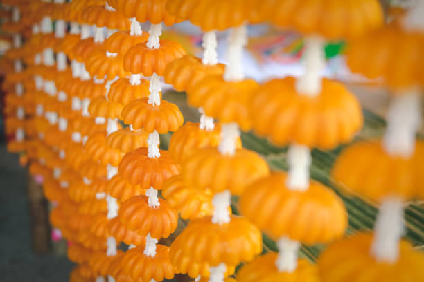 yellow flower candle for making worship merit to buddha