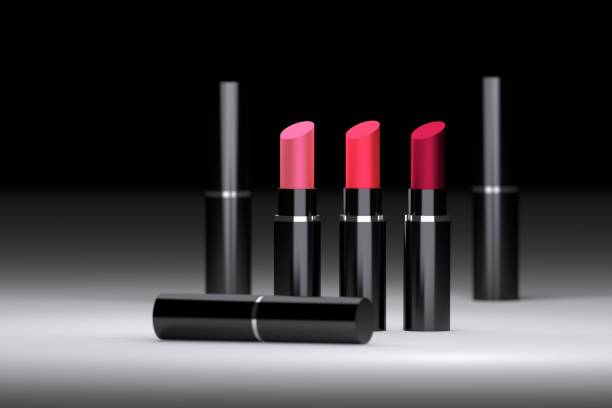 istock Set red of lipsticks in black shiny tubes 1164035898