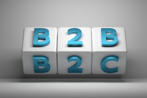 cubos blancos con palabras b2b y b2c grandes azules - b2c fotografías e imágenes de stock