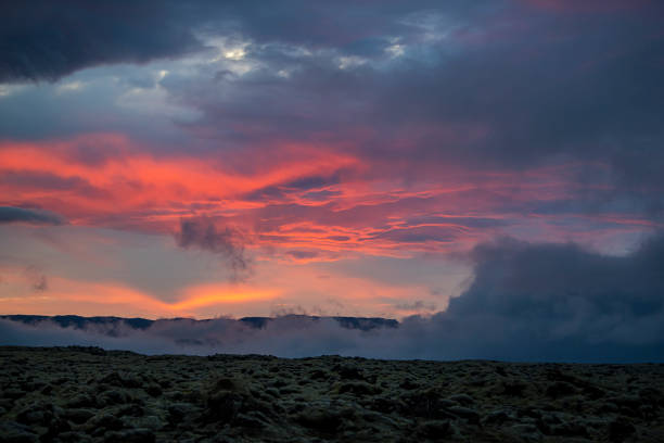 mid night sunrise during summer in iceland