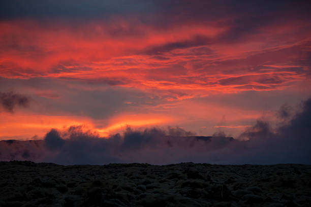 mid night sunrise during summer in iceland
