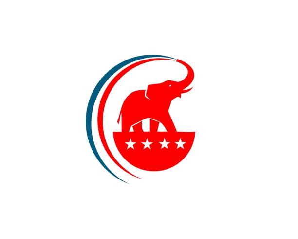 illustrations, cliparts, dessins animés et icônes de logo de parti de république d'éléphant - republican president
