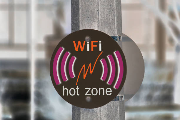 istock symbol and label Wifi hot zone 1164043691