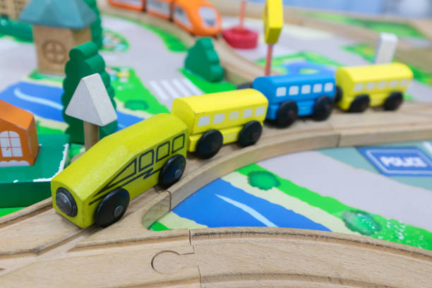istock Toy Traffic management made of wood for Brain development 1164044244