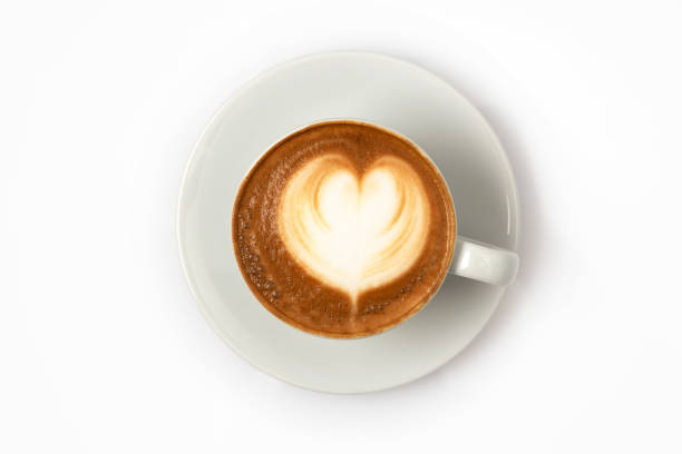 istock a cup of coffee from above. heart-shaped latte art. 1164046676