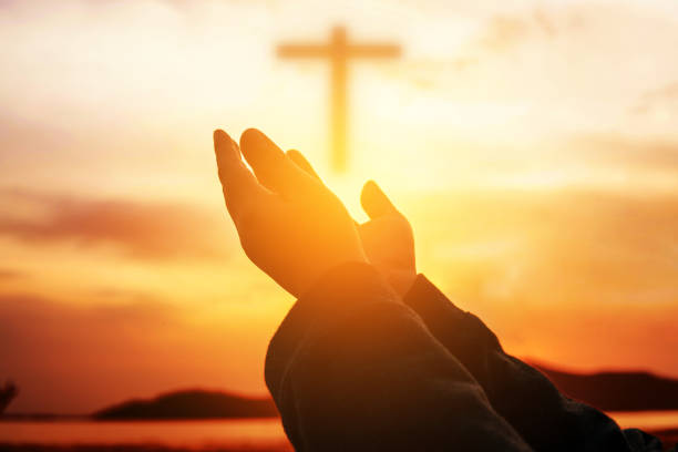 istock Human hands open palm up worship. Eucharist Therapy Bless God Helping Repent Catholic Easter Lent Mind Pray. Christian Religion concept background. fighting and victory for god 1164047284