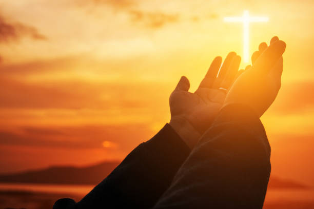 istock Human hands open palm up worship. Eucharist Therapy Bless God Helping Repent Catholic Easter Lent Mind Pray. Christian Religion concept background. fighting and victory for god 1164048267