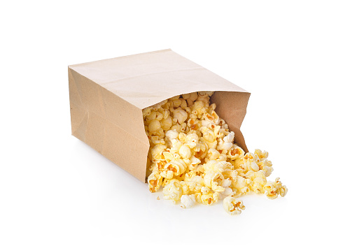 sweet popcorn in paper bag