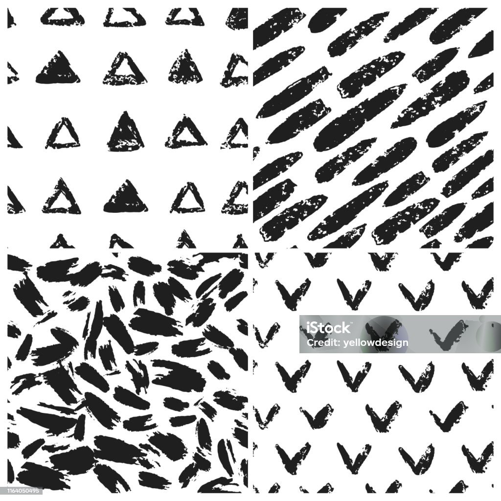 Triangle Pattern Checked Set Of Grunge Texture Seamless Pattern Triangle Shapes Check Mark Stock ...