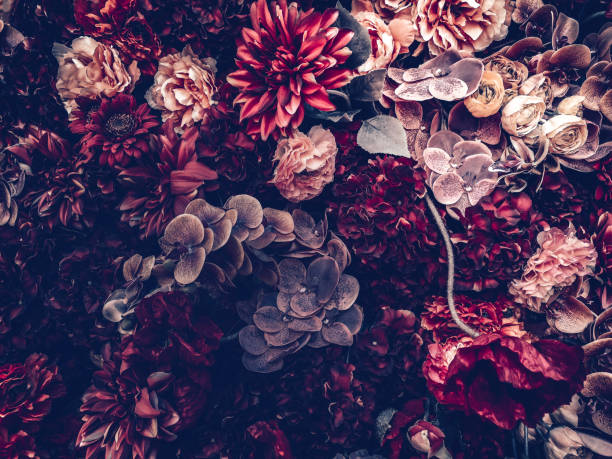 istock artificial flowers wall background with vintage style 1164054985