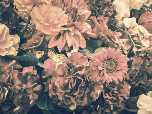 istock artificial flowers wall background with vintage style 1164055001