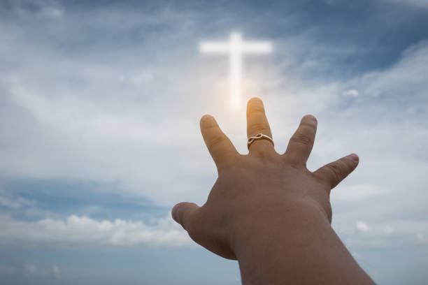 istock Human hands open palm up worship. Eucharist Therapy Bless God Helping Repent Catholic Easter Lent Mind Pray. Christian Religion concept background. fighting and victory for god 1164058062