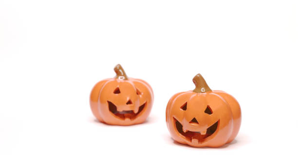 istock Pumpkins Face for Decorate Halloween on White Background 1164059251