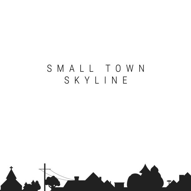 illustrazioni stock, clip art, cartoni animati e icone di tendenza di piccola città skyline silhouette. illustrazione vettoriale - skyline silhouette cityscape residential district