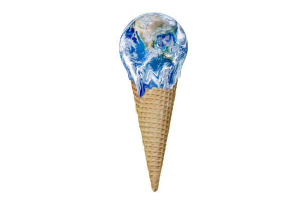istock Global Warming and Pollution Concept : Ice cream planet earth globe melting isolated on white background. (Elements of this image furnished by NASA.) 1164068934
