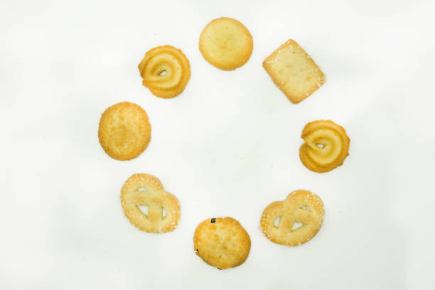 butter cookies isolated on white background
