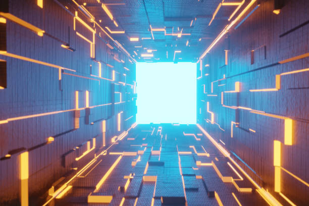 istock 3d render futuristic tunnel with the light glow 1164073759