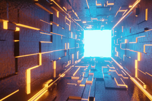 istock 3d render futuristic tunnel with the light glow 1164073857