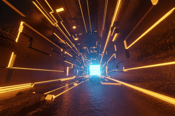 istock 3d render futuristic tunnel with the light glow 1164074061