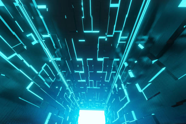 istock 3d render futuristic tunnel with the light glow 1164074146