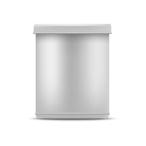 Realistic Detailed 3d White Blank Tin Can Template Mockup. Vector Realistic Detailed 3d White Blank Tin Can Template Mockup for Cereal, Coffee, Tea, Sugar, Spice and Dry Product. Vector illustration of Package blank cereal box clip art stock illustrations