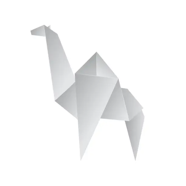 Vector illustration of Realistic Detailed 3d Origami Paper Animal Camel. Vector