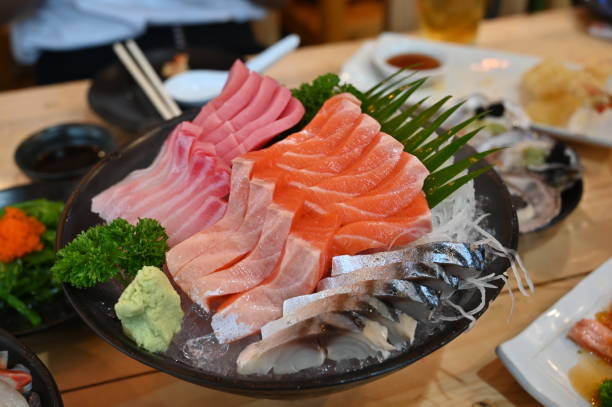 istock Sashimi set of Japan food on dish. 1164075459