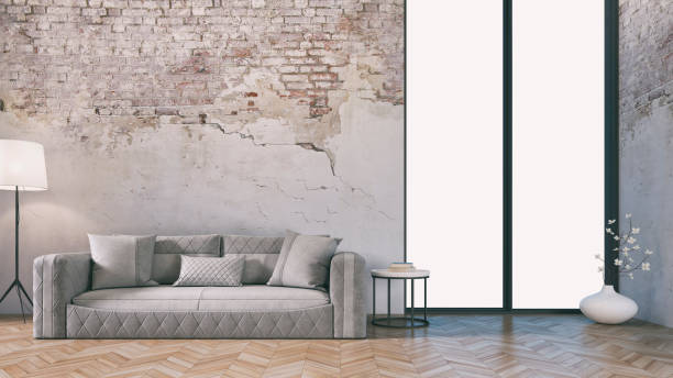 istock Elegant living room with sofa - ruined wall 1164077662