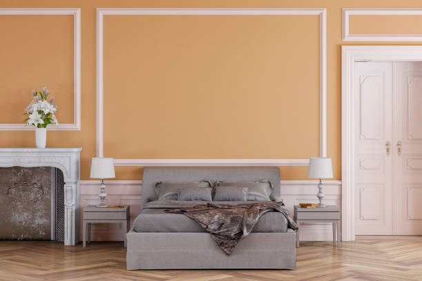 istock Glamour bedroom with decoration and fireplace 1164077961