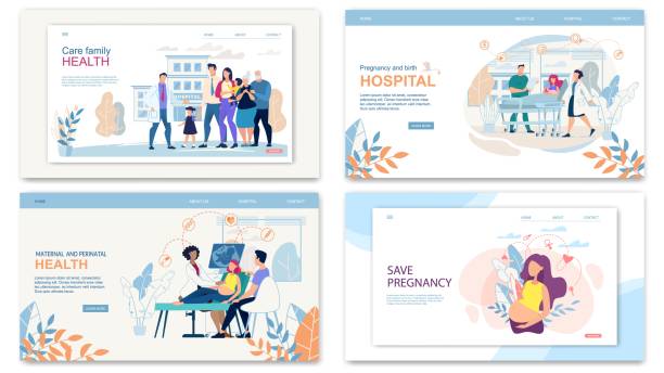 Set Website Collage Care Family Health, Pregnancy. Website Collage Care Family Health, Pregnancy and Birth Hospital, Maternal and Perinatal Health, Save Pregnancy. Many Types Services that Family Clinic Ready Provide To Clients, Whole Families. patience stock illustrations