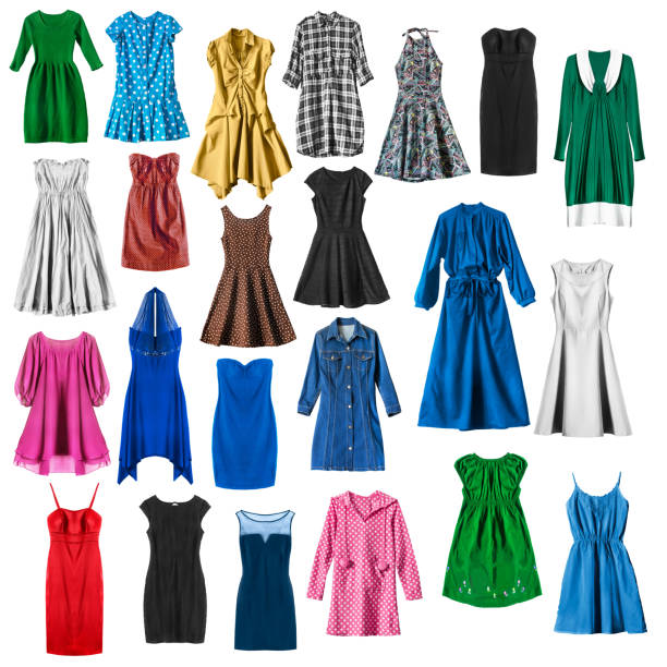 set of dresses isolated - halter top imagens e fotografias de stock