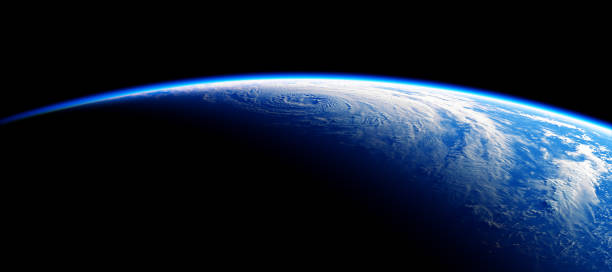 vista dallo spazio sul pianeta blu terra. immagini nasa non utilizzate. - satellite view earth globe sunrise foto e immagini stock
