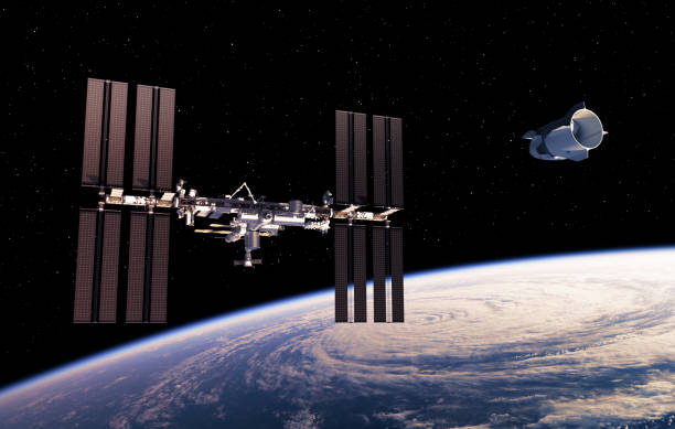 istock Commercial Spacecraft And International Space Station In Space 1164083438