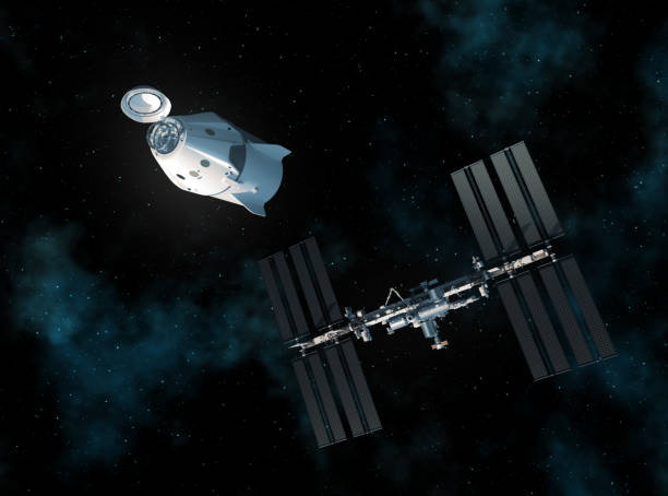 istock Commercial Spacecraft And International Space Station In Space 1164083988