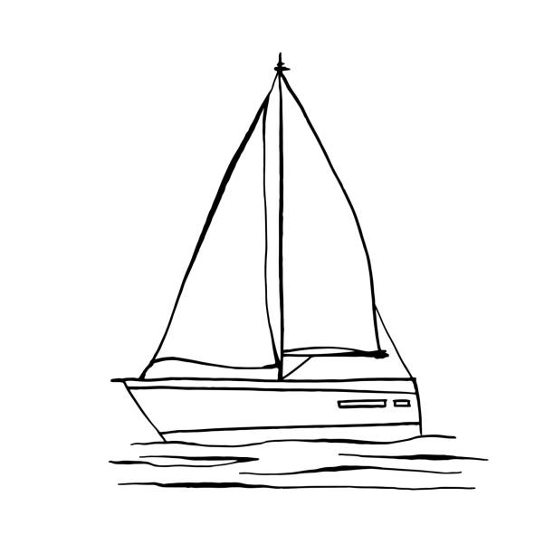 bildbanksillustrationer, clip art samt tecknat material och ikoner med yacht ritning - segelbåt illustrationer