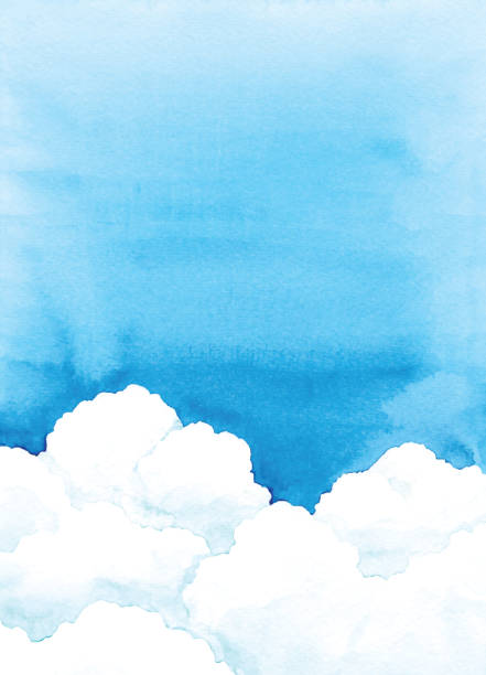 illustrations, cliparts, dessins animés et icônes de ciel et nuage d'aquarelle - sky watercolour paints watercolor painting cloud